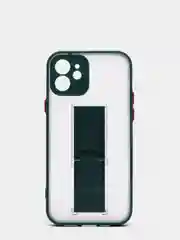 Зеленый чехол для iPhone 12 / 6.1 /, силиконовый, с держателем-подставкой