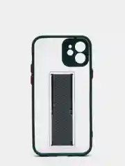 Зеленый чехол для iPhone 12 / 6.1 /, силиконовый, с держателем-подставкой