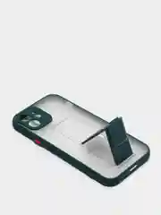 Зеленый чехол для iPhone 12 / 6.1 /, силиконовый, с держателем-подставкой
