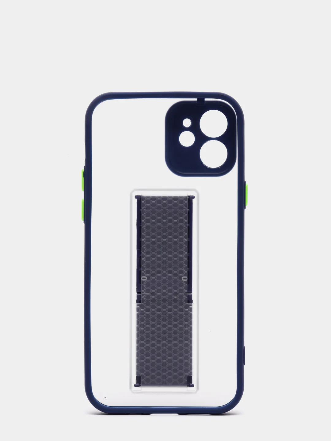 Синий чехол для iPhone 12 / 6.1 /, силиконовый, с держателем-подставкой