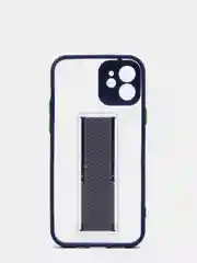 Синий чехол для iPhone 12 / 6.1 /, силиконовый, с держателем-подставкой