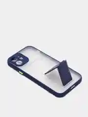 Синий чехол для iPhone 12 / 6.1 /, силиконовый, с держателем-подставкой