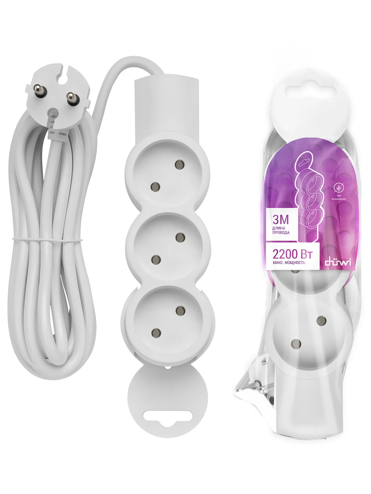 Удлинитель Quick Fix 3 гнезда 3 метра duwi 32002 1