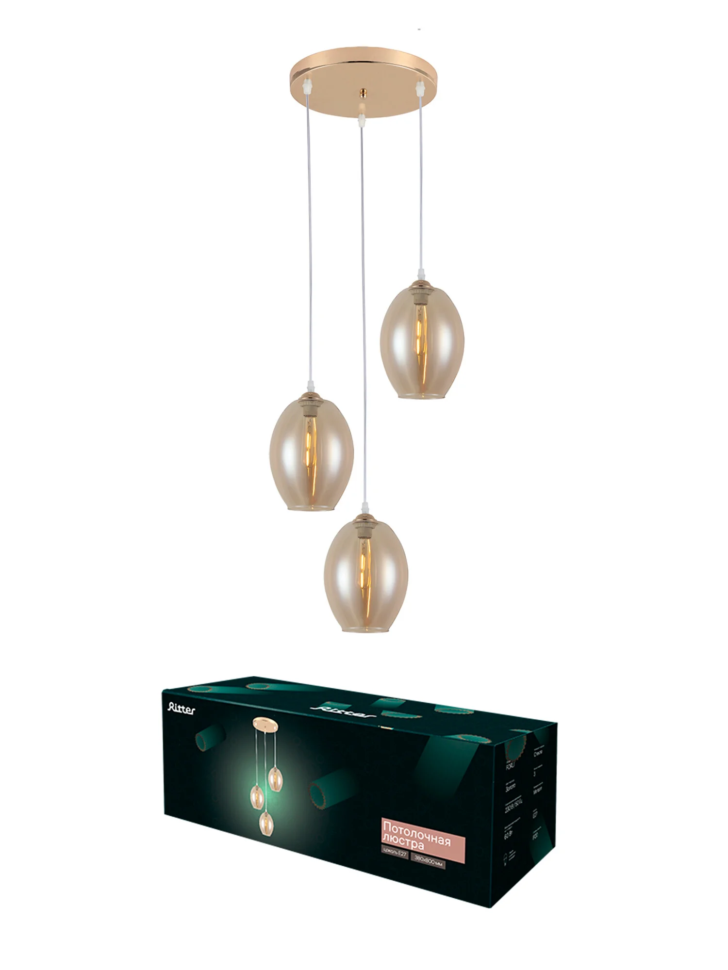 Люстра потолочная Ritter FORLI 3хE27х60Вт Ritter 52535 6