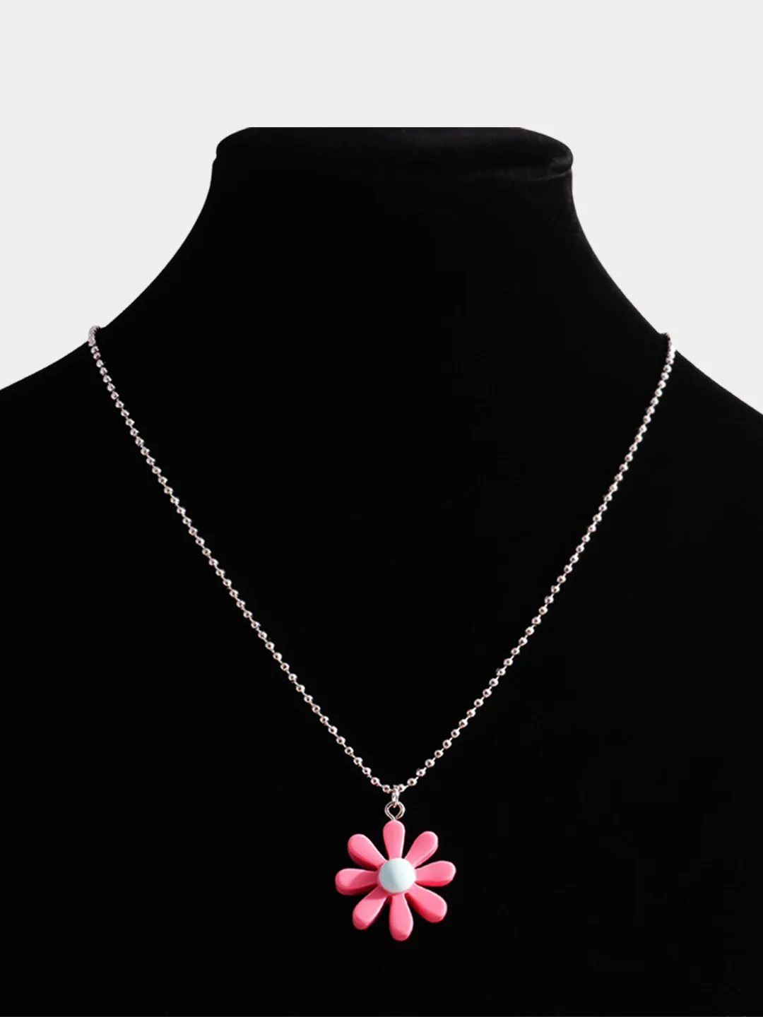 Тёмно-розовый цепочка  с подвеской "Flower" на шею