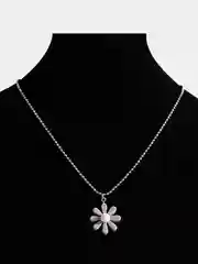 Серый меланж цепочка  с подвеской "Flower" на шею
