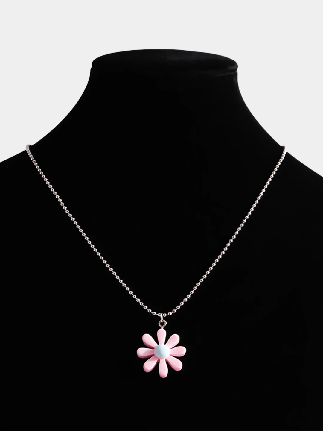 Розовый цепочка  с подвеской "Flower" на шею