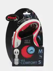 Поводок-рулетка для выгула собак Flexi New Comfort лента М, 5м 25кг, красный