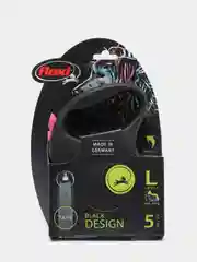 Поводок-рулетка для выгула собак Flexi Black Design лента L, 5м 50 кг, розовый