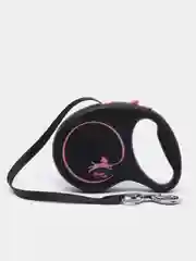 Поводок-рулетка для выгула собак Flexi Black Design лента L, 5м 50 кг, розовый