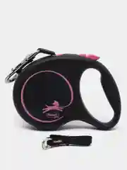Поводок-рулетка для выгула собак Flexi Black Design лента L, 5м 50 кг, розовый