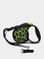 Поводок-рулетка для выгула собак Flexi Safari cord M 5 м, 20 кг, желтый леопард