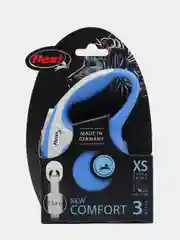 Поводок-рулетка для выгула собак Flexi New Comfort лента XS, 3м, 12кг, голубой