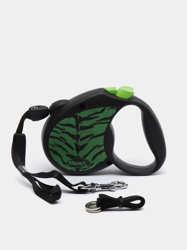 Поводок-рулетка для выгула собак Flexi Safari трос M, 5 м, 20 кг, green Tiger