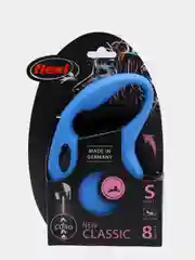 Поводок-рулетка для выгула собак Flexi Classic трос, S, 8 м, 12 кг, голубой