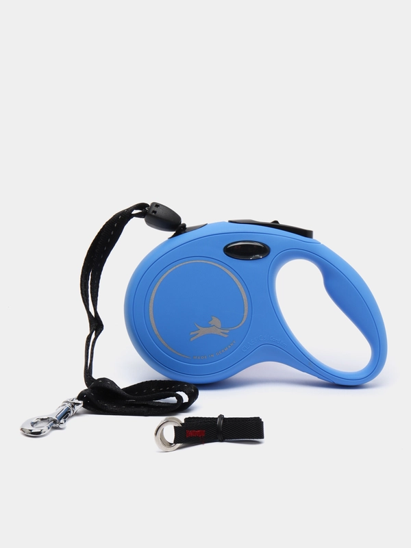 Поводок-рулетка для выгула собак Flexi Classic трос, S, 8 м, 12 кг, голубой