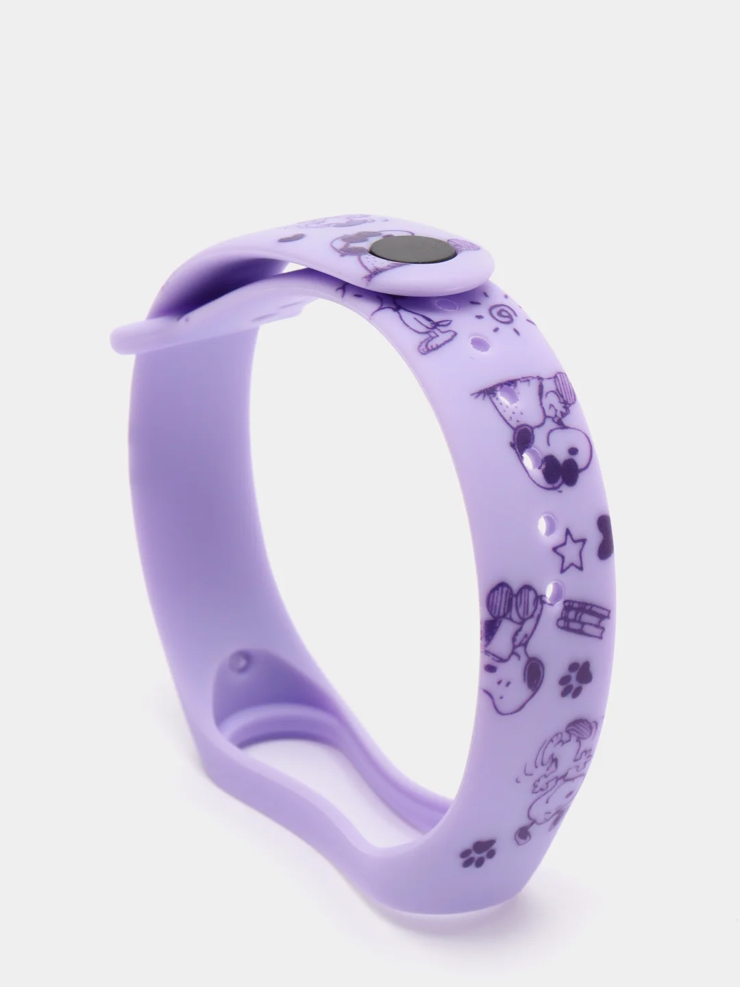 Фиолетовый силиконовый ремешок с принтом для Xiaomi Mi Band 7 / 3 / 4 / 5 / 6