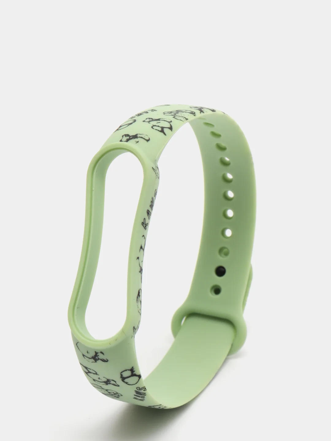Зеленый силиконовый ремешок с принтом для Xiaomi Mi Band 7 / 3 / 4 / 5 / 6