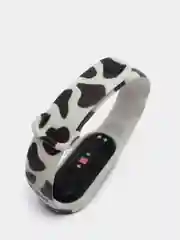 Серебряный силиконовый ремешок с принтом для Xiaomi Mi Band 7 / 3 / 4 / 5 / 6