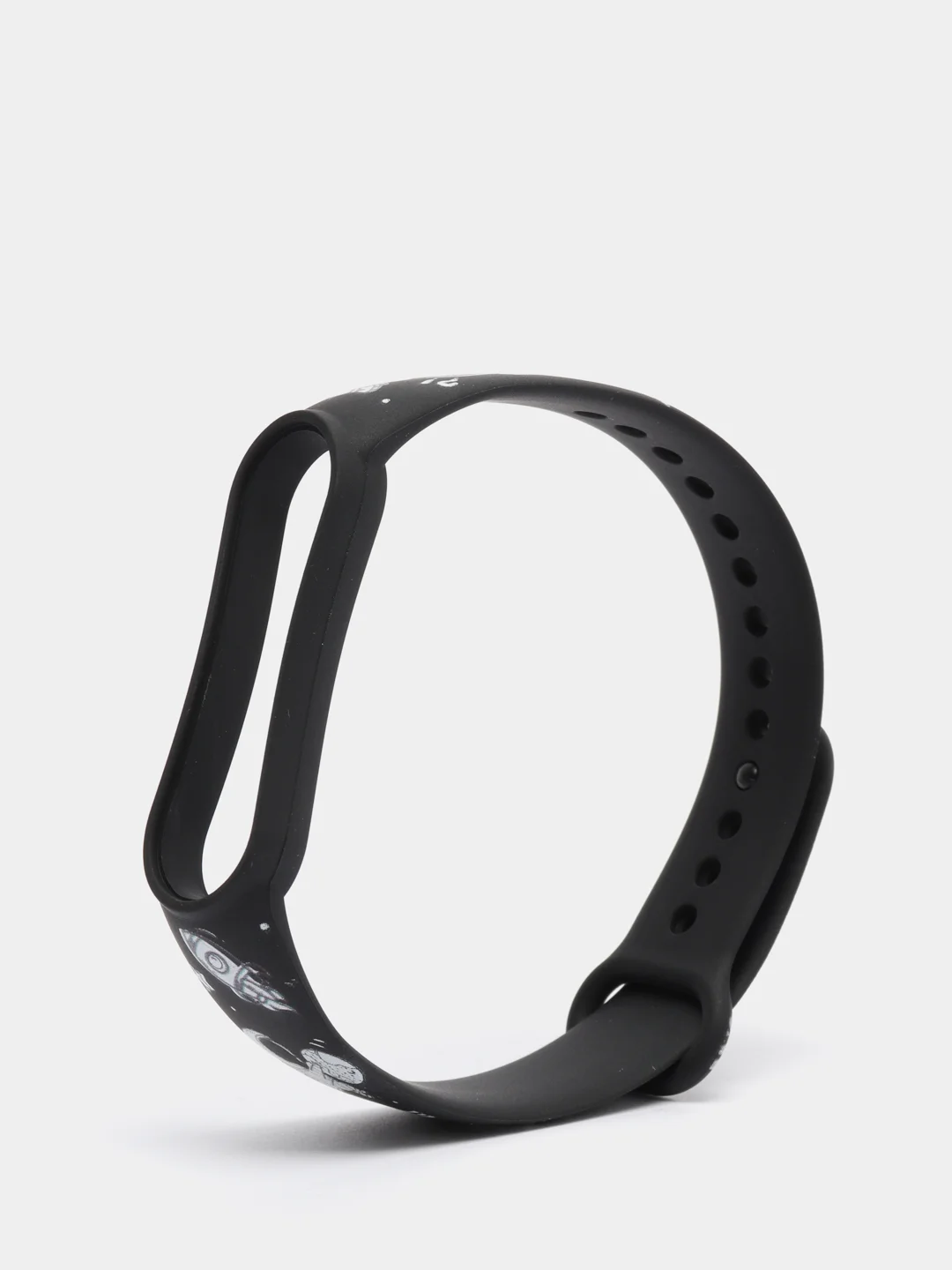 Черный силиконовый ремешок с принтом для Xiaomi Mi Band 7 / 3 / 4 / 5 / 6