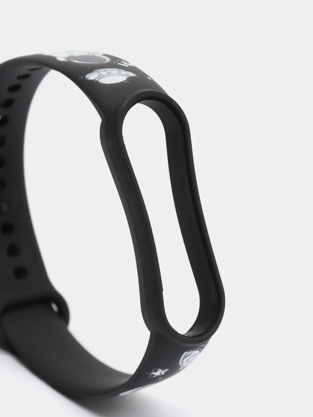Черный силиконовый ремешок с принтом для Xiaomi Mi Band 7 / 3 / 4 / 5 / 6