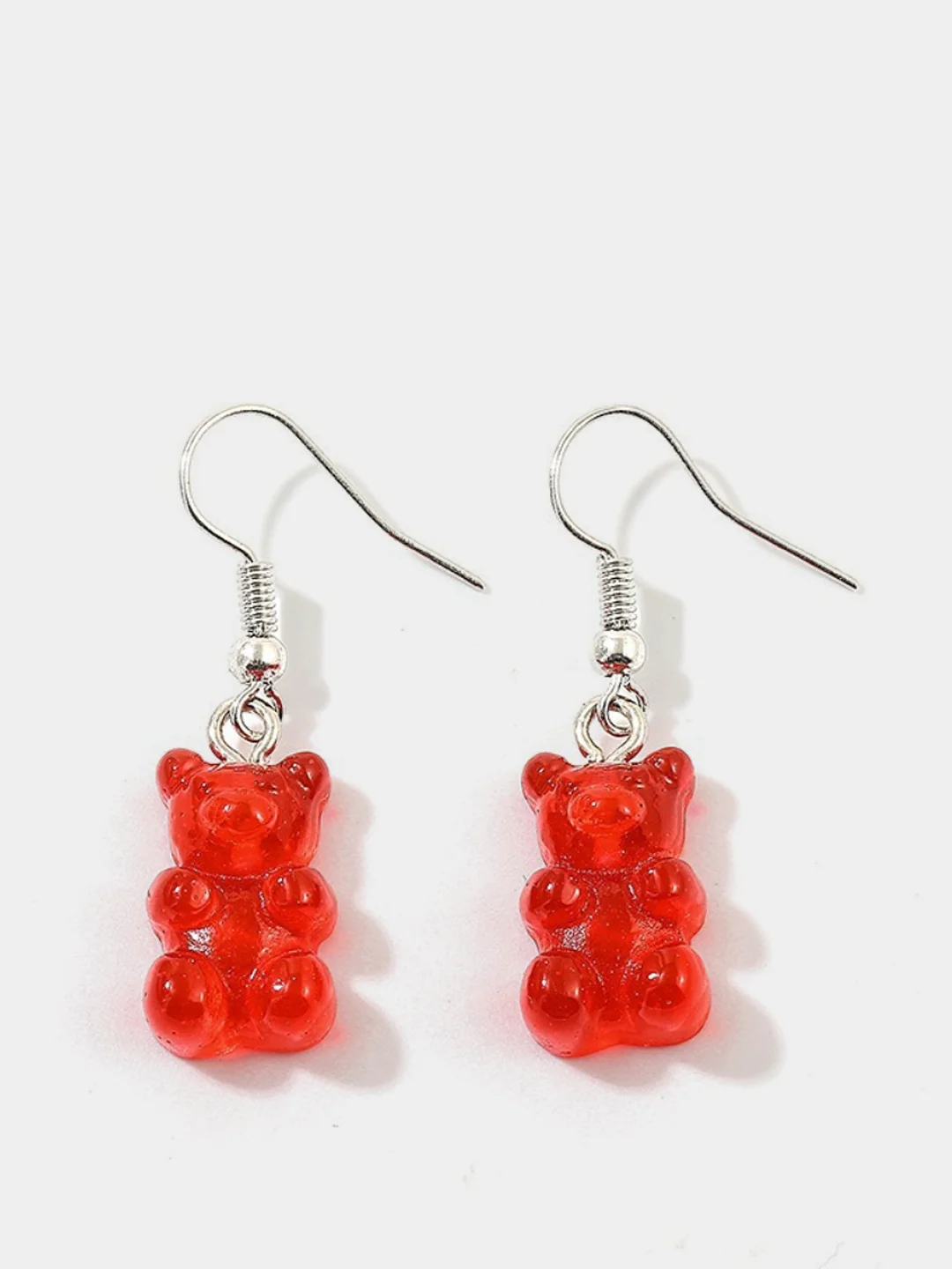 Красный серьги в форме мармеладных мишек - "Jelly Bear", 3.8 см