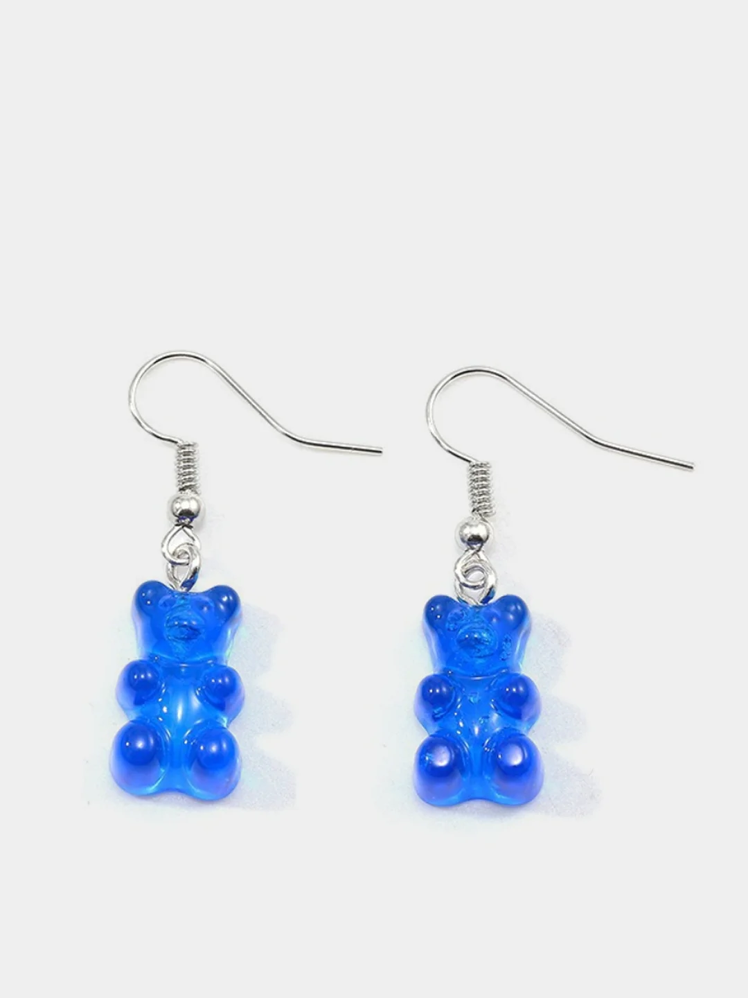 Синий серьги в форме мармеладных мишек - "Jelly Bear", 3.8 см