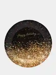 Бумажная посуда "Happy birthday. Золото", тарелка, стакан, по 10 шт