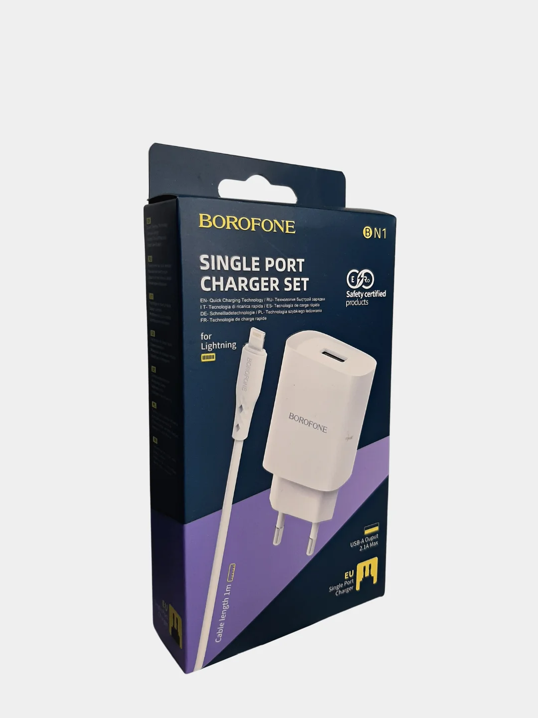 Белый сетевое зарядное устройство (СЗУ) BOROFONE BN1 Innovative с кабелем для Type-C / Lightning