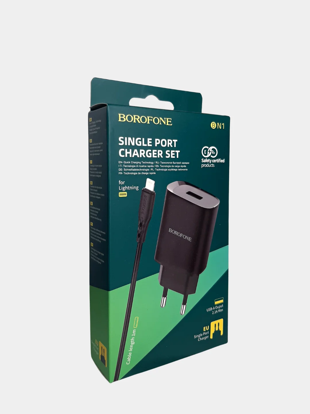 Черный сетевое зарядное устройство (СЗУ) BOROFONE BN1 Innovative с кабелем для Type-C / Lightning