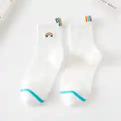 Белый носки женские с радугой