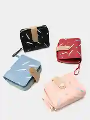 Багровый кошелек женский, на молнии для карт и купюр, на подарок