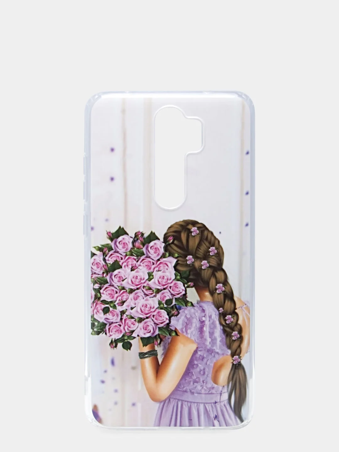 Сиреневый чехол силиконовый для Xiaomi Redmi Note 8 Pro, с рисунком