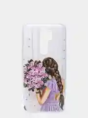 Сиреневый чехол силиконовый для Xiaomi Redmi Note 8 Pro, с рисунком