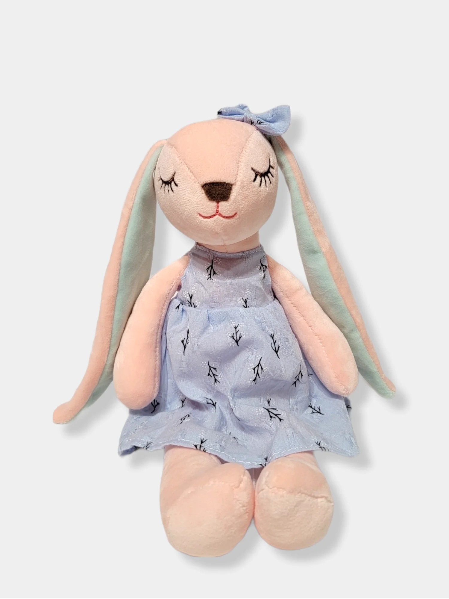 Голубой мягкая игрушка Спящая Зайка, 35 см