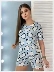 Голубой пижама женская, с шортами