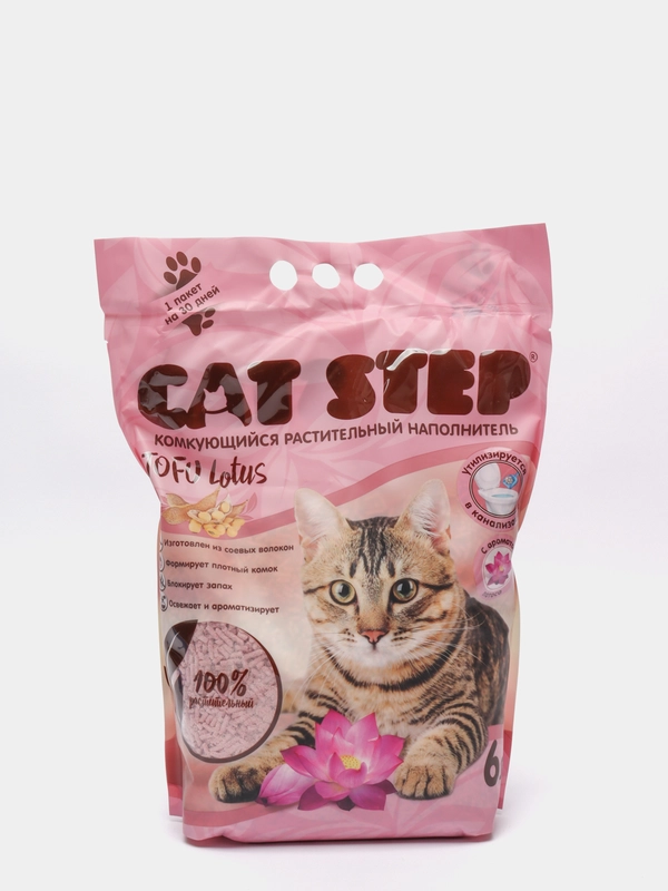 Соевый комкующийся наполнитель Cat Step Tofu Lotus, с цветочным ароматом, 6 л