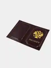 Багровый обложка на паспорт, герб РФ, кожа