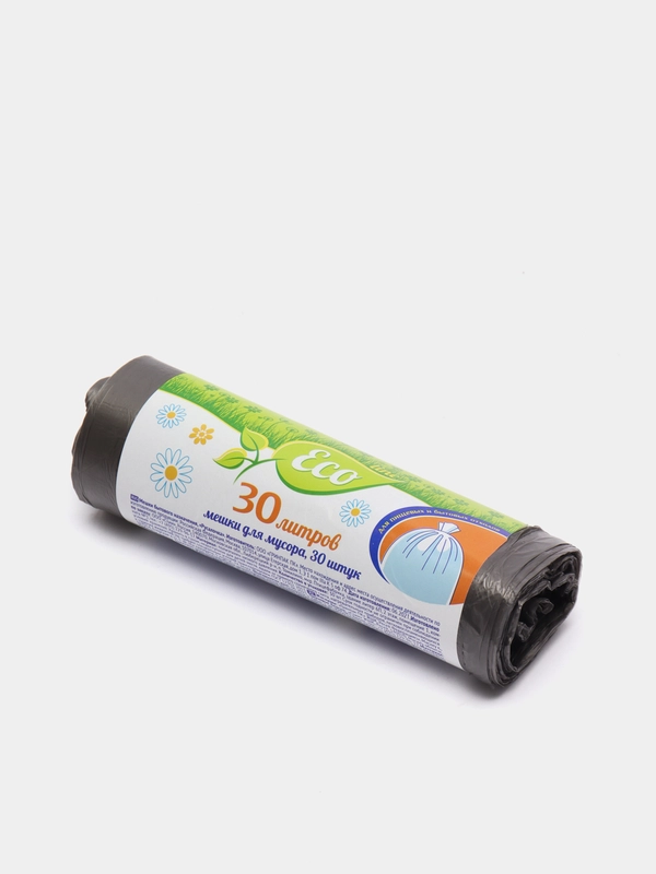 Мешки для мусора 30 л, Русалочка Eco Line, ПНД, 48 х 54 см, 6 мкм, серые, 30 штук
