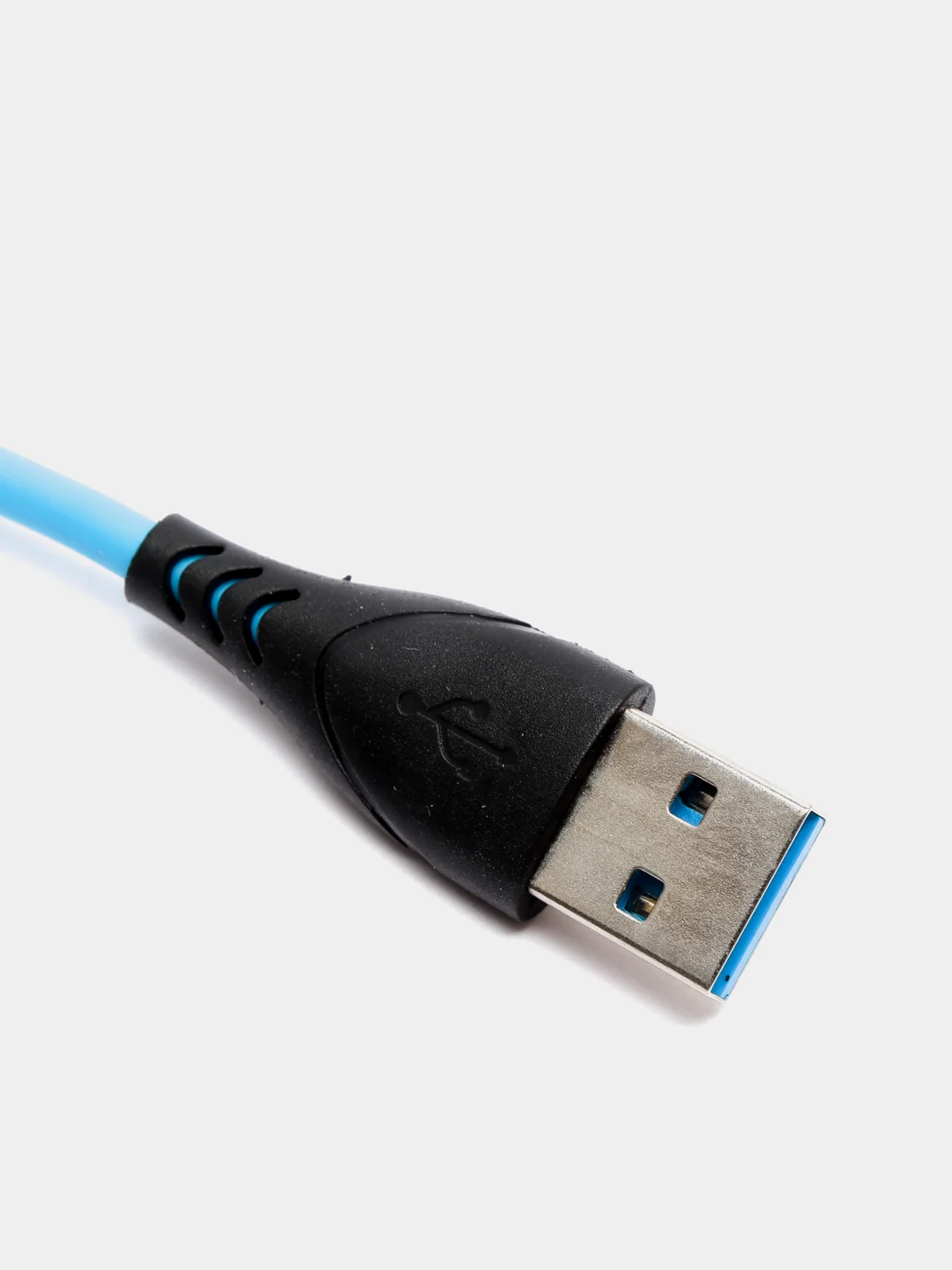 Синий кабель USB цветной силиконовый для зарядки, разъём microUSB, длина 1 метр