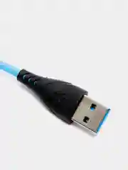 Синий кабель USB цветной силиконовый для зарядки, разъём microUSB, длина 1 метр