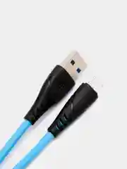 Синий кабель USB цветной силиконовый для зарядки, разъём microUSB, длина 1 метр