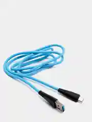 Синий кабель USB цветной силиконовый для зарядки, разъём microUSB, длина 1 метр