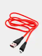 Красный кабель USB цветной силиконовый для зарядки, разъём microUSB, длина 1 метр
