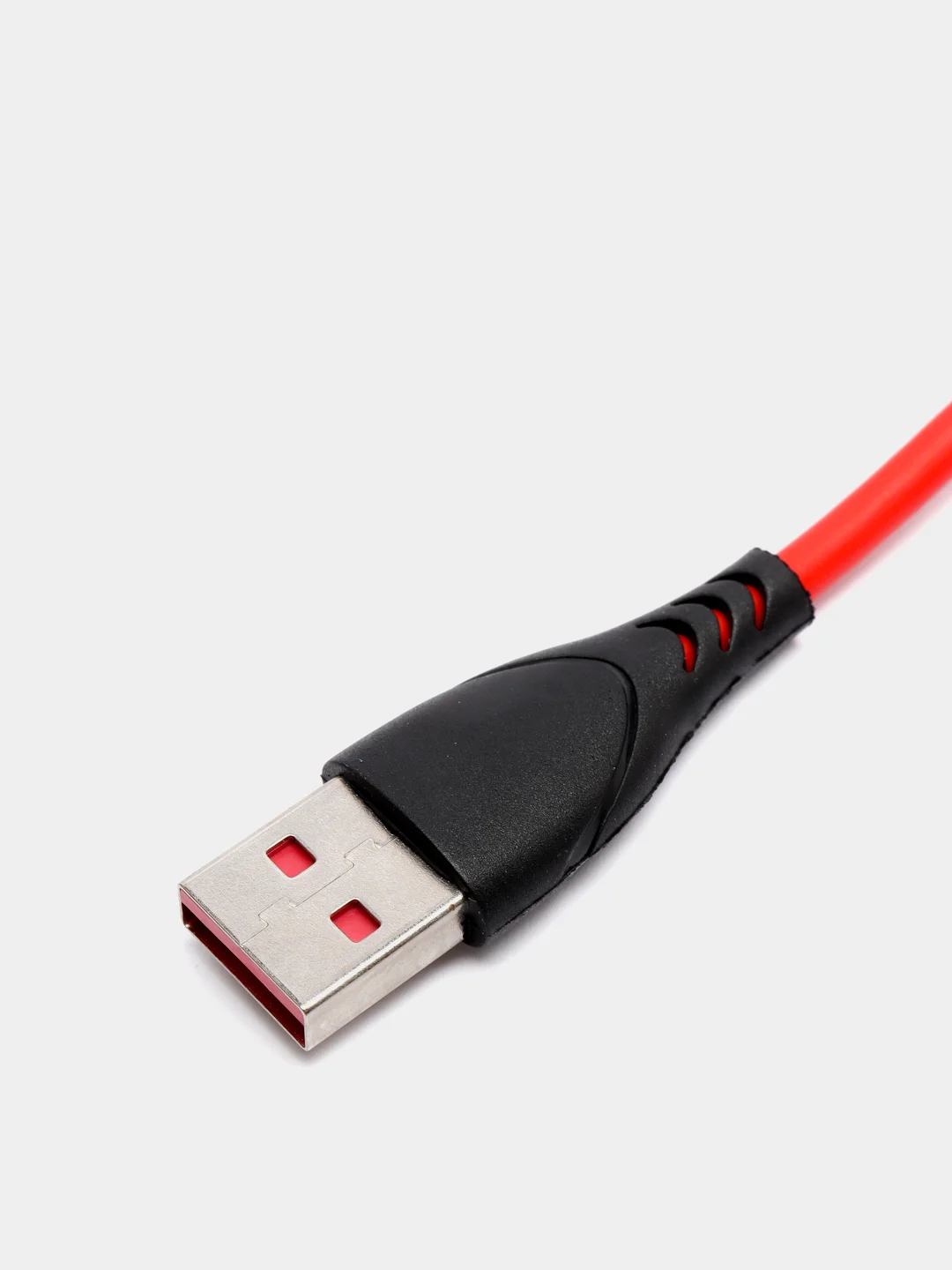 Красный кабель USB цветной силиконовый для зарядки, разъём microUSB, длина 1 метр