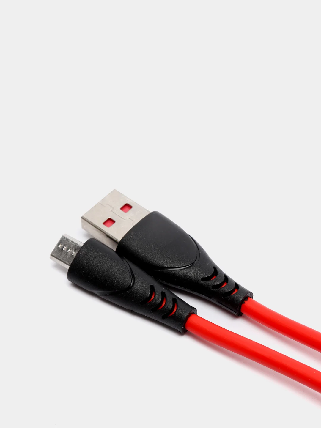 Красный кабель USB цветной силиконовый для зарядки, разъём microUSB, длина 1 метр
