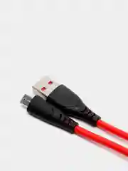 Красный кабель USB цветной силиконовый для зарядки, разъём microUSB, длина 1 метр