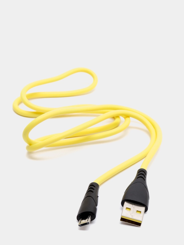 Кабель USB цветной силиконовый для зарядки, разъём microUSB, длина 1 метр