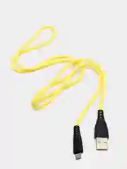 Желтый кабель USB цветной силиконовый для зарядки, разъём microUSB, длина 1 метр