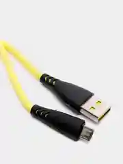 Желтый кабель USB цветной силиконовый для зарядки, разъём microUSB, длина 1 метр